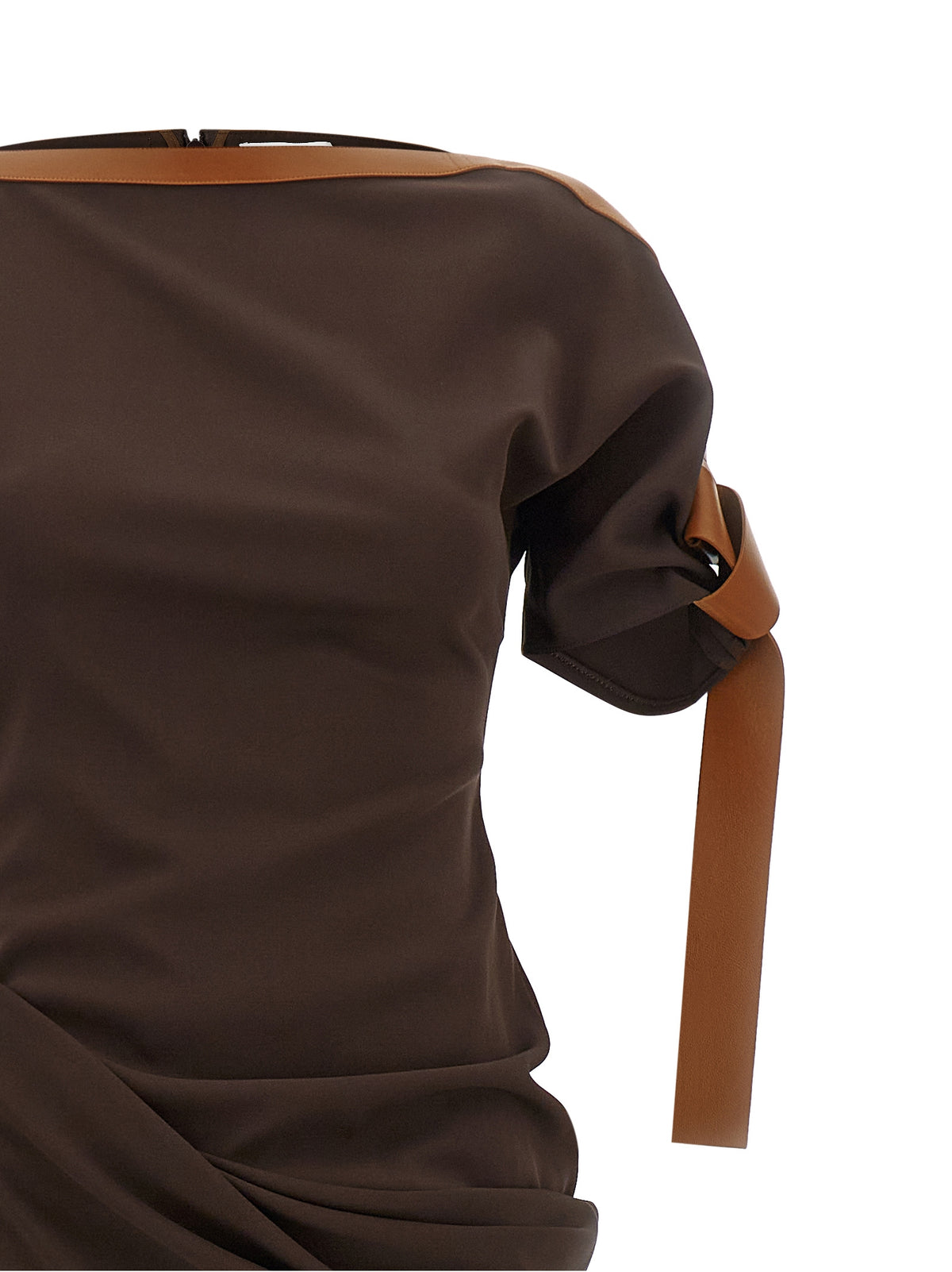 Discover the Ferragamo Brown Viscose Long Dress, a masterpiece of Italian craftsmanship that redefines elegance with its sculptural design and luxurious fabric.