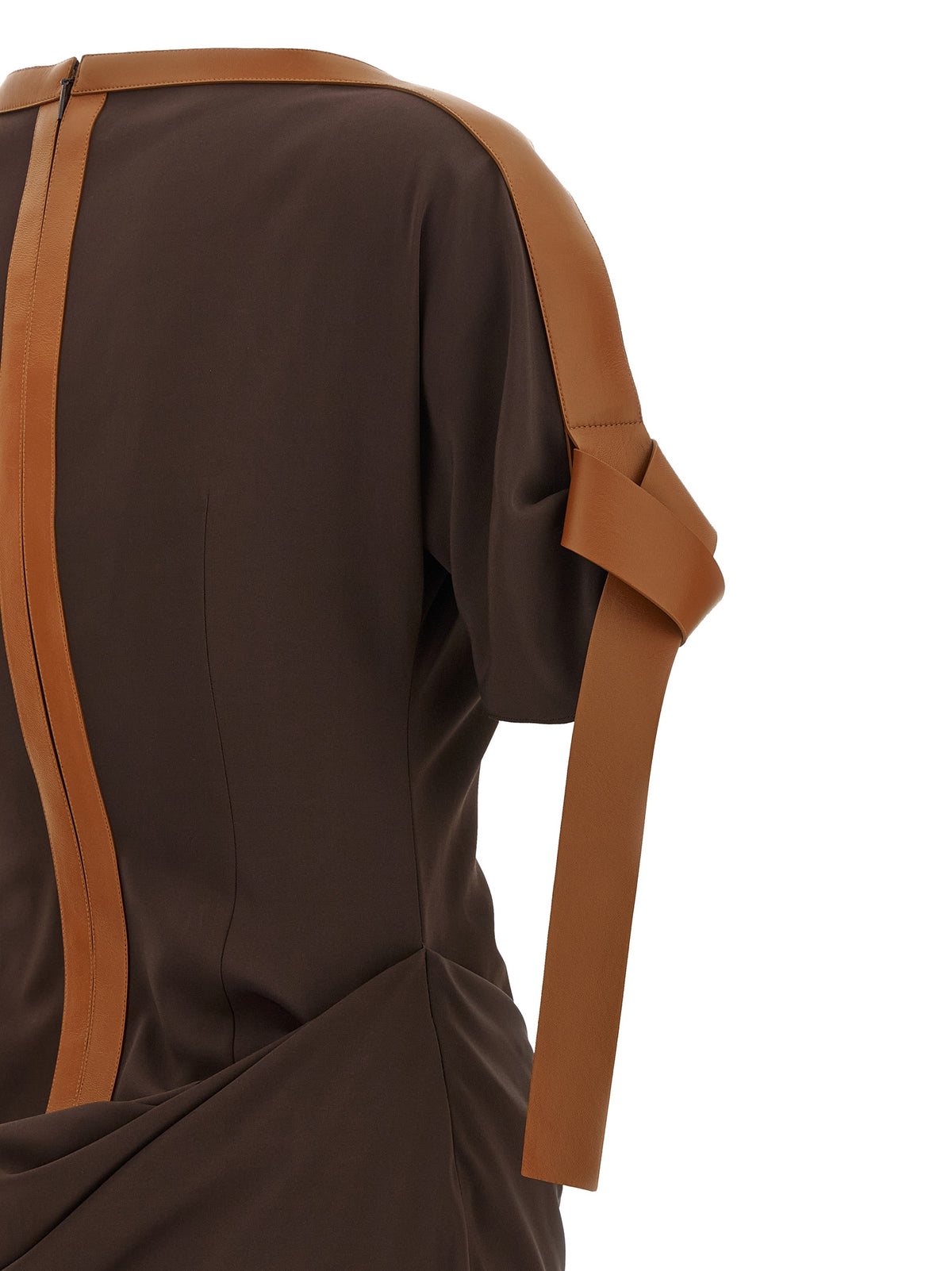 Discover the Ferragamo Brown Viscose Long Dress, a masterpiece of Italian craftsmanship, featuring sculptural details and a flowing silhouette that exudes timeless elegance.
