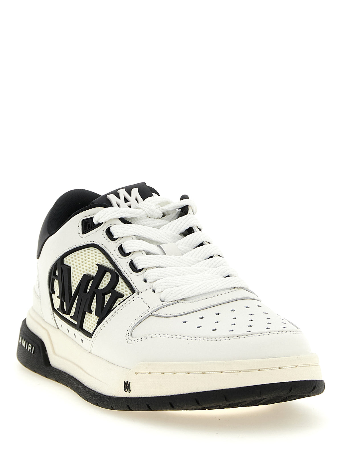 Elevate your urban aesthetic with Amiri Bicolor Calfskin Low Top Sneakers, crafted from fine calf leather and technical mesh, embodying sophistication and comfort for the discerning individual.