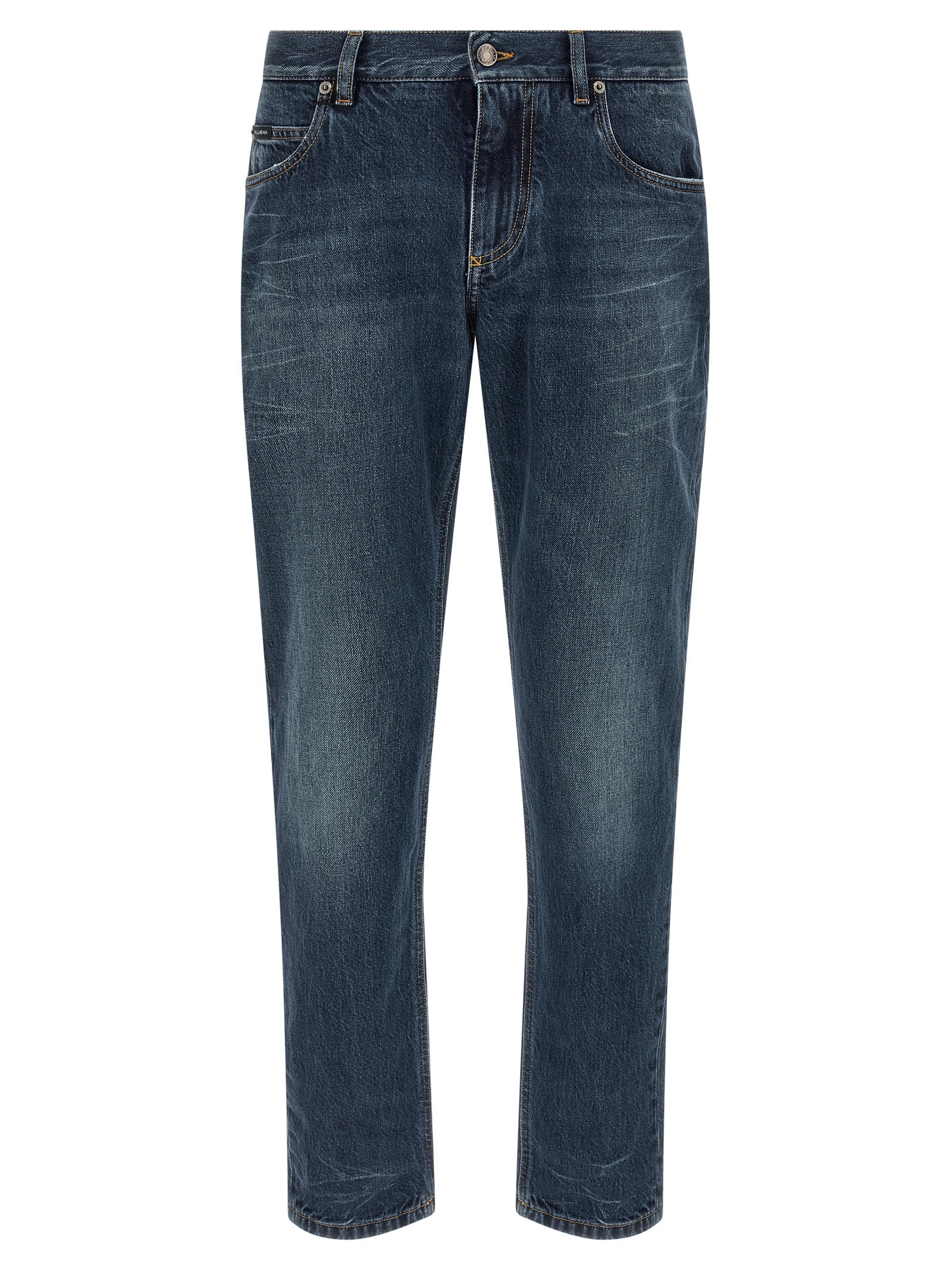 Dolce & Gabbana Blue Cotton Straight-Leg Jeans - Timeless Elegance