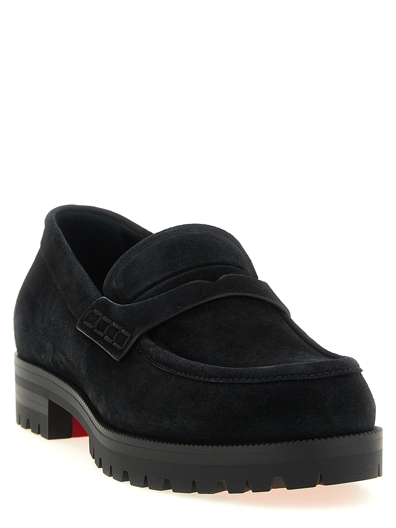 Christian Louboutin Black Calfskin Slip-On Loafers