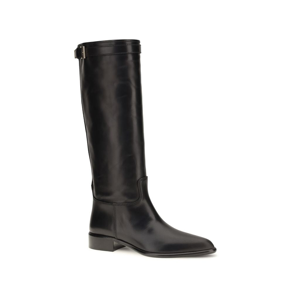 Prada Black Calf Leather Bos Taurus Ankle Boots - Luxury Elegance