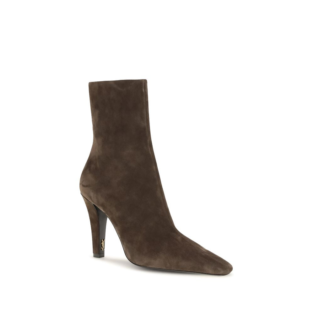 Saint Laurent Brown Calf Leather Ankle Boots - Timeless Luxury