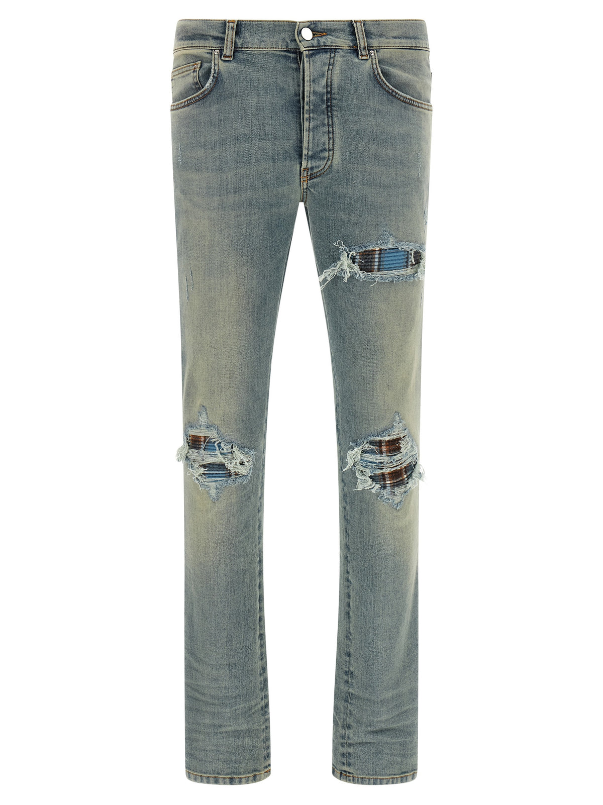 Discover the Amiri Blue Cotton Skinny Jeans, a luxurious blend of expert craftsmanship and bold design, perfect for those who embody elegance and confidence.