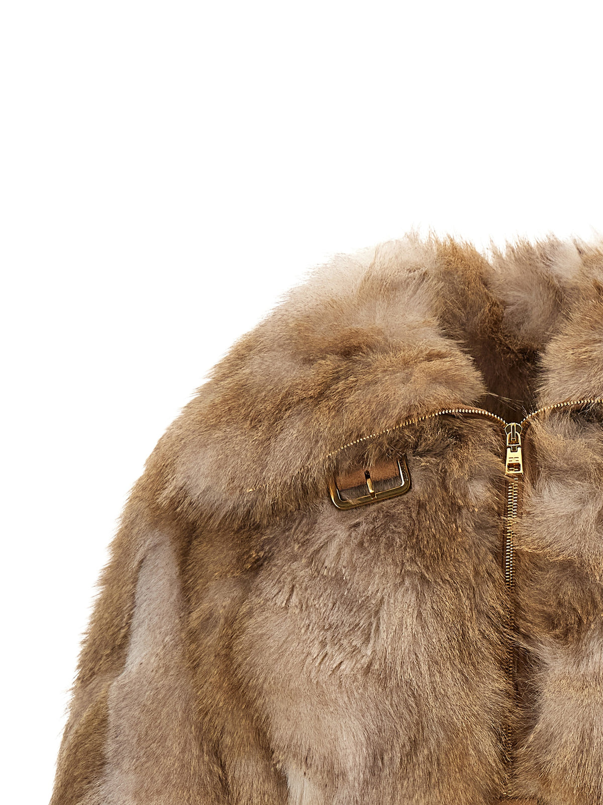 Elevate your wardrobe with the Elisabetta Franchi Brown Polyester Full-Length Jacket, a luxurious blend of fur-effect texture and structured elegance, crafted in Italy for the discerning fashion connoisseur.