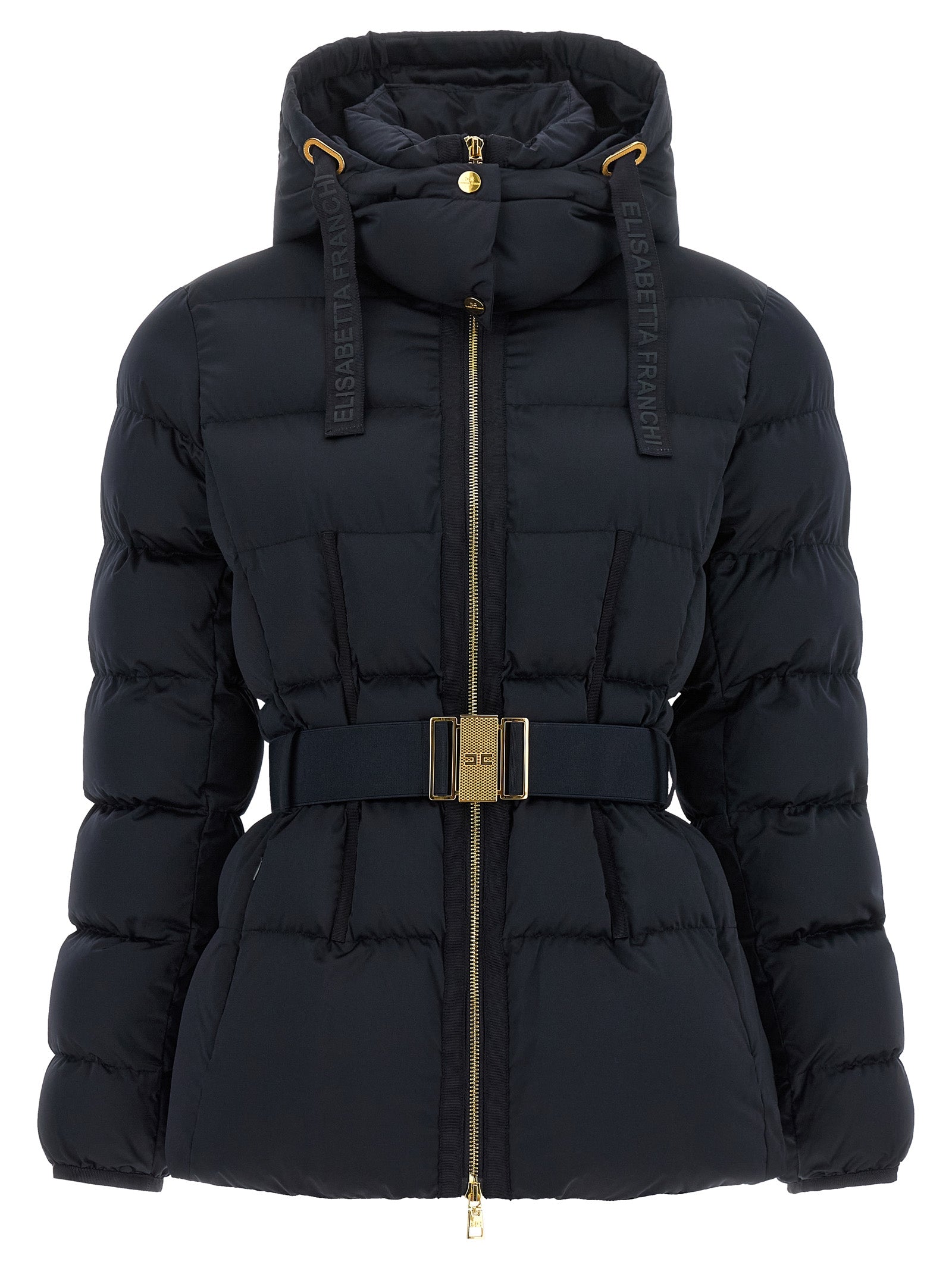 Elisabetta Franchi Black Polyester Full-Length Jacket