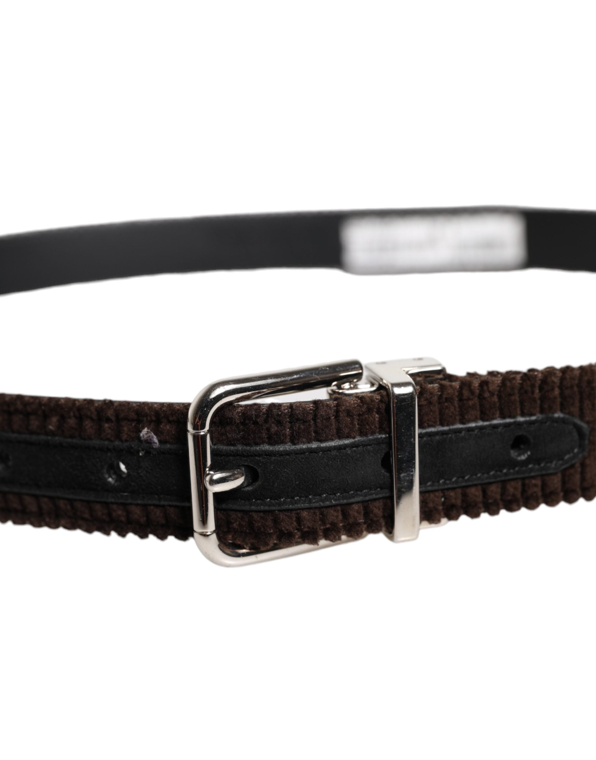 Dolce & Gabbana Brown Velvet Ridged Belt - Exquisite Luxury