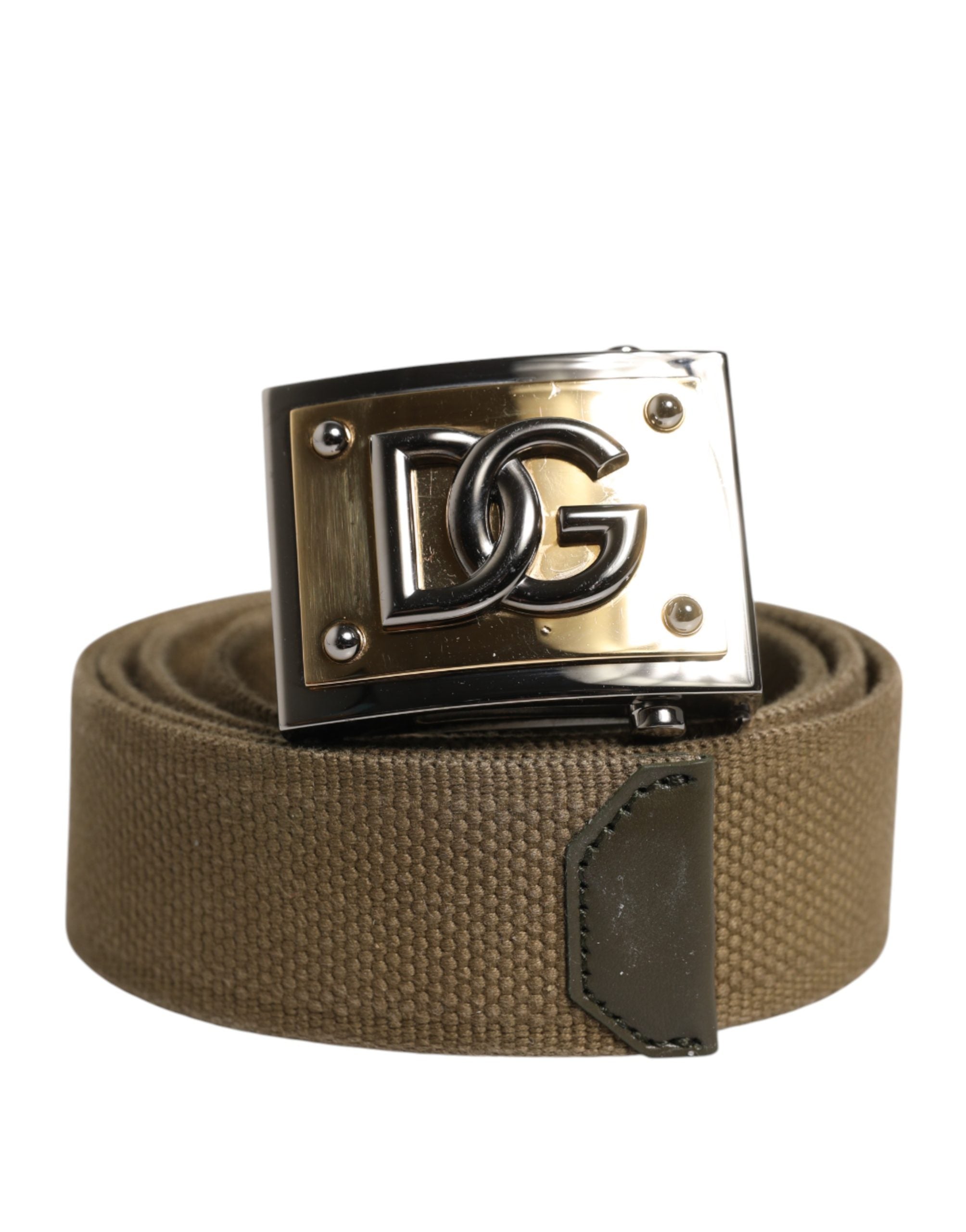 Dolce & Gabbana Military Green DG Logo Plaque Buckle Belt