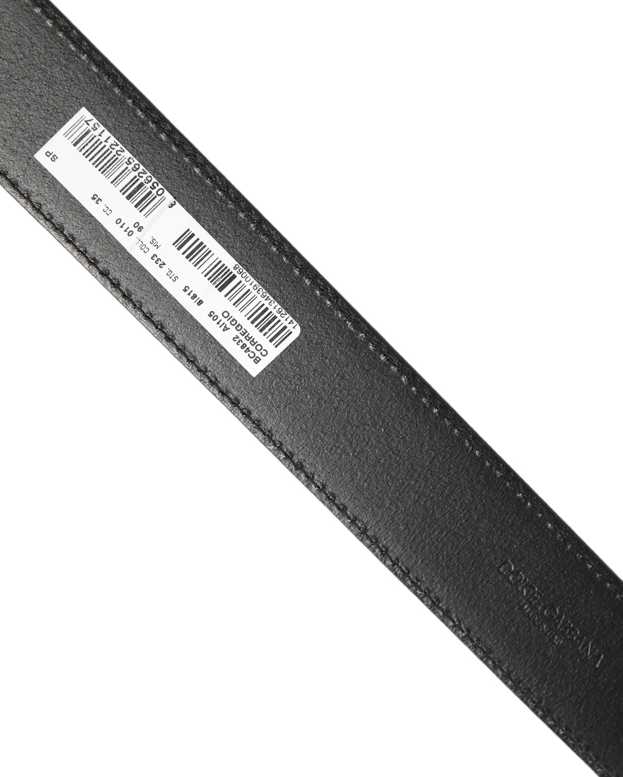 Dolce & Gabbana Black Leather Belt with Gold Logo Buckle