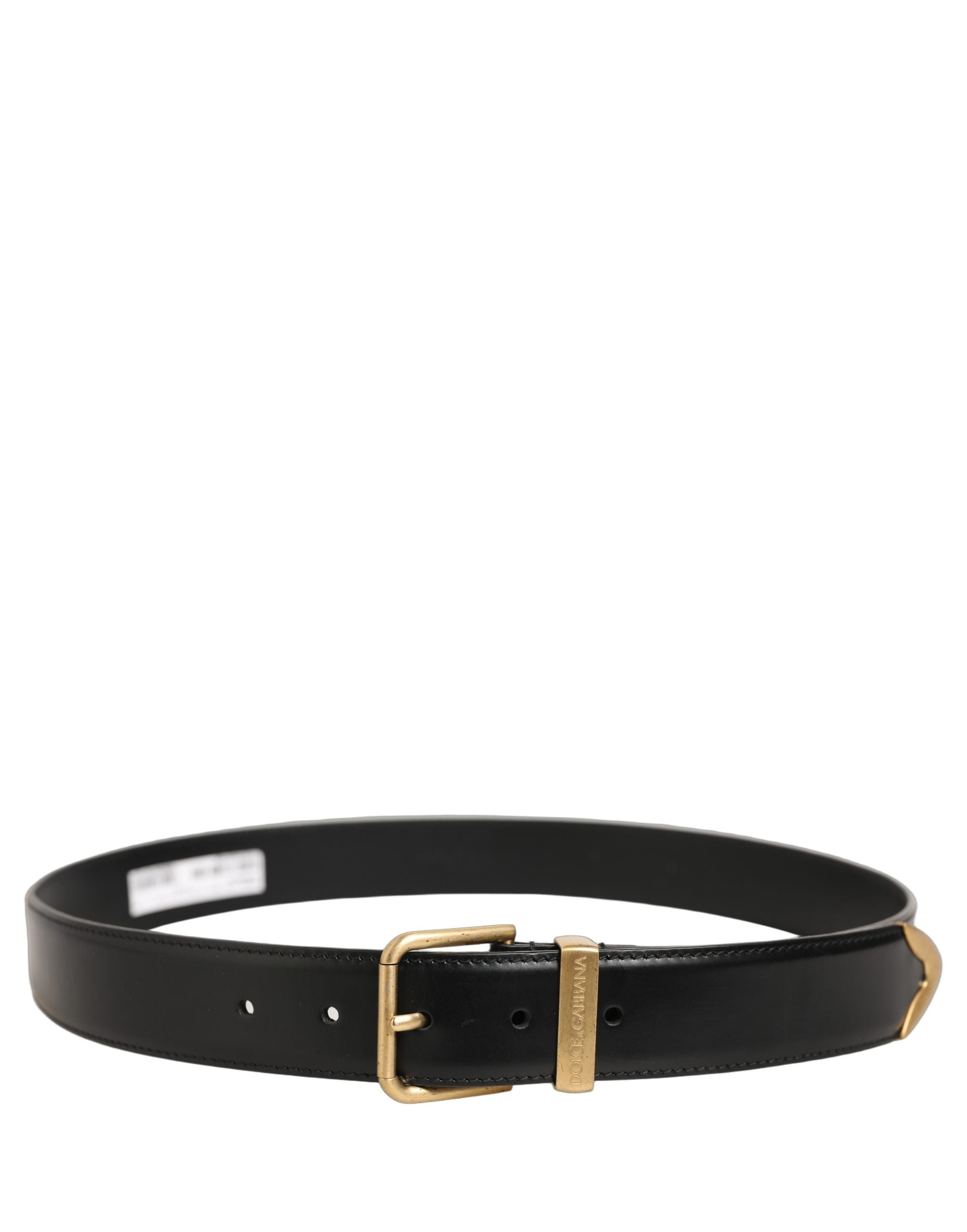 Dolce & Gabbana Black Leather Gold Buckle Belt - Timeless Luxury