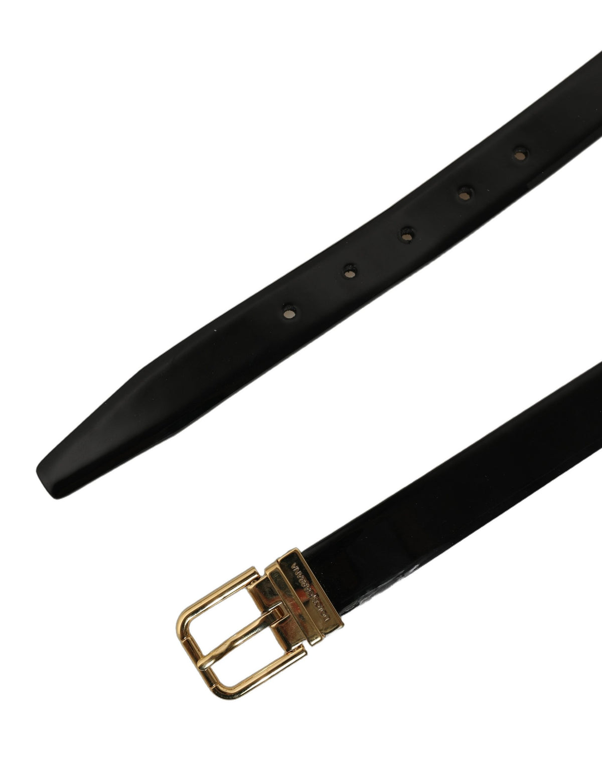 Dolce & Gabbana Black Leather Belt with Gold Tone Buckle