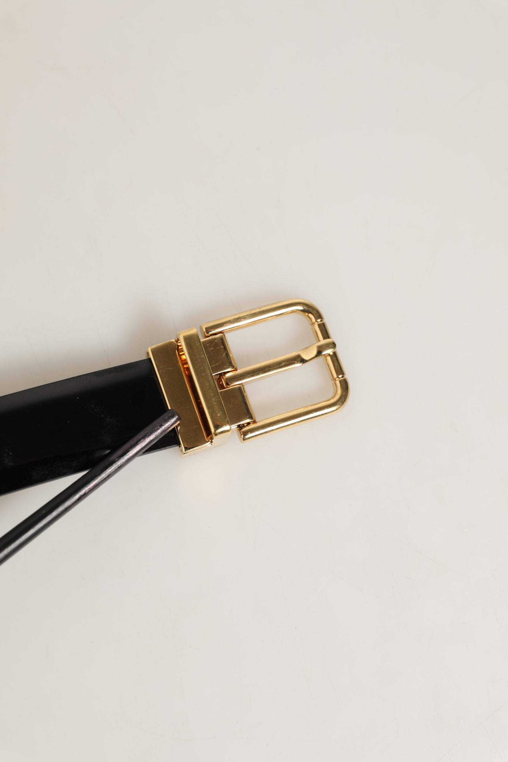 Dolce & Gabbana Black Leather Gold Buckle Belt - Timeless Luxury