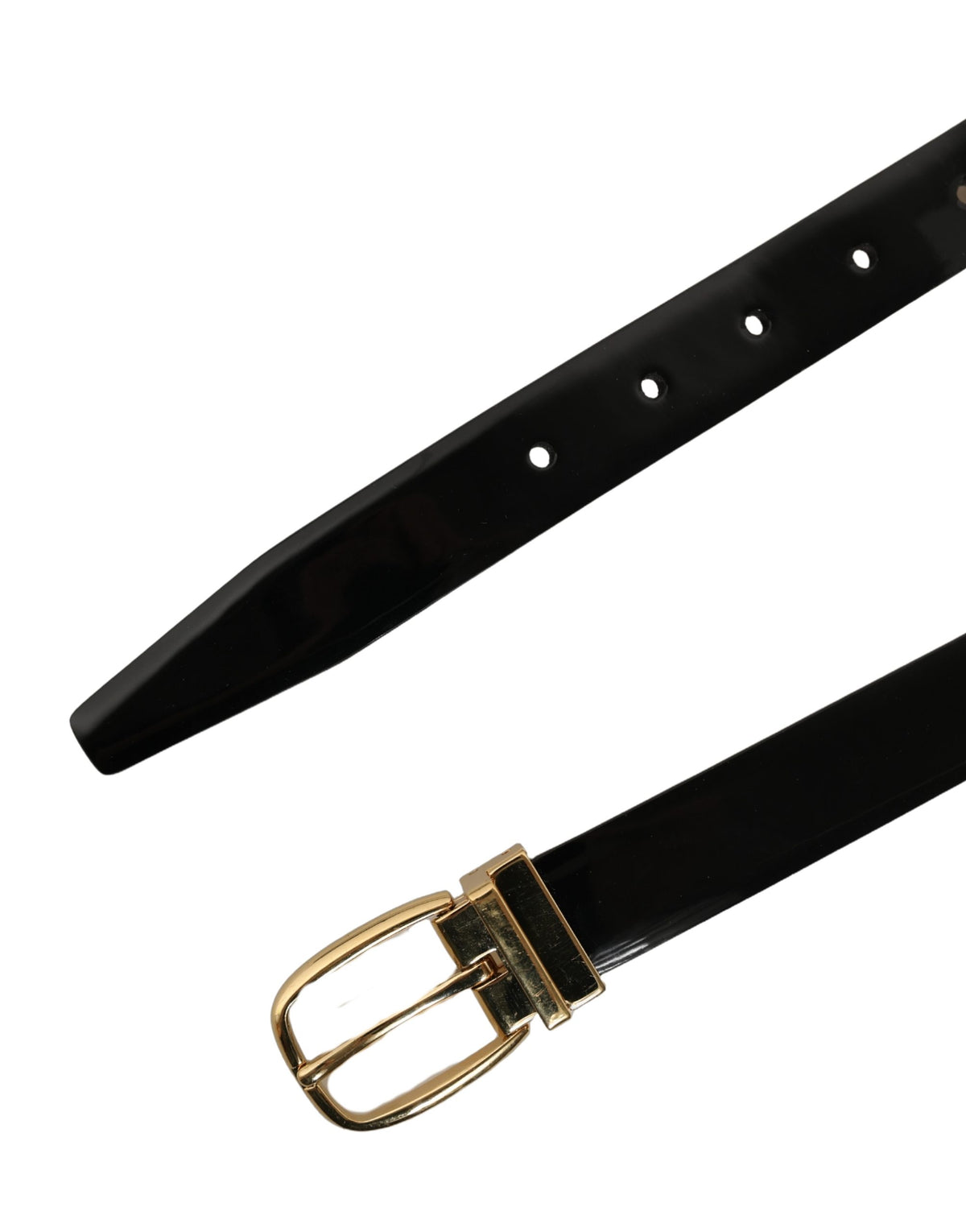 Dolce & Gabbana Black Leather Belt with Gold Tone Buckle