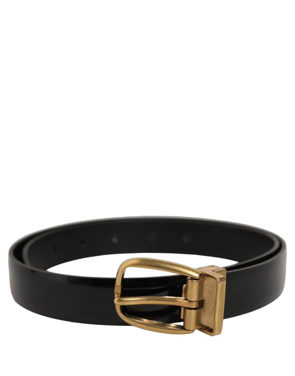 Dolce & Gabbana Classic Leather Belt with Gold Tone Buckle