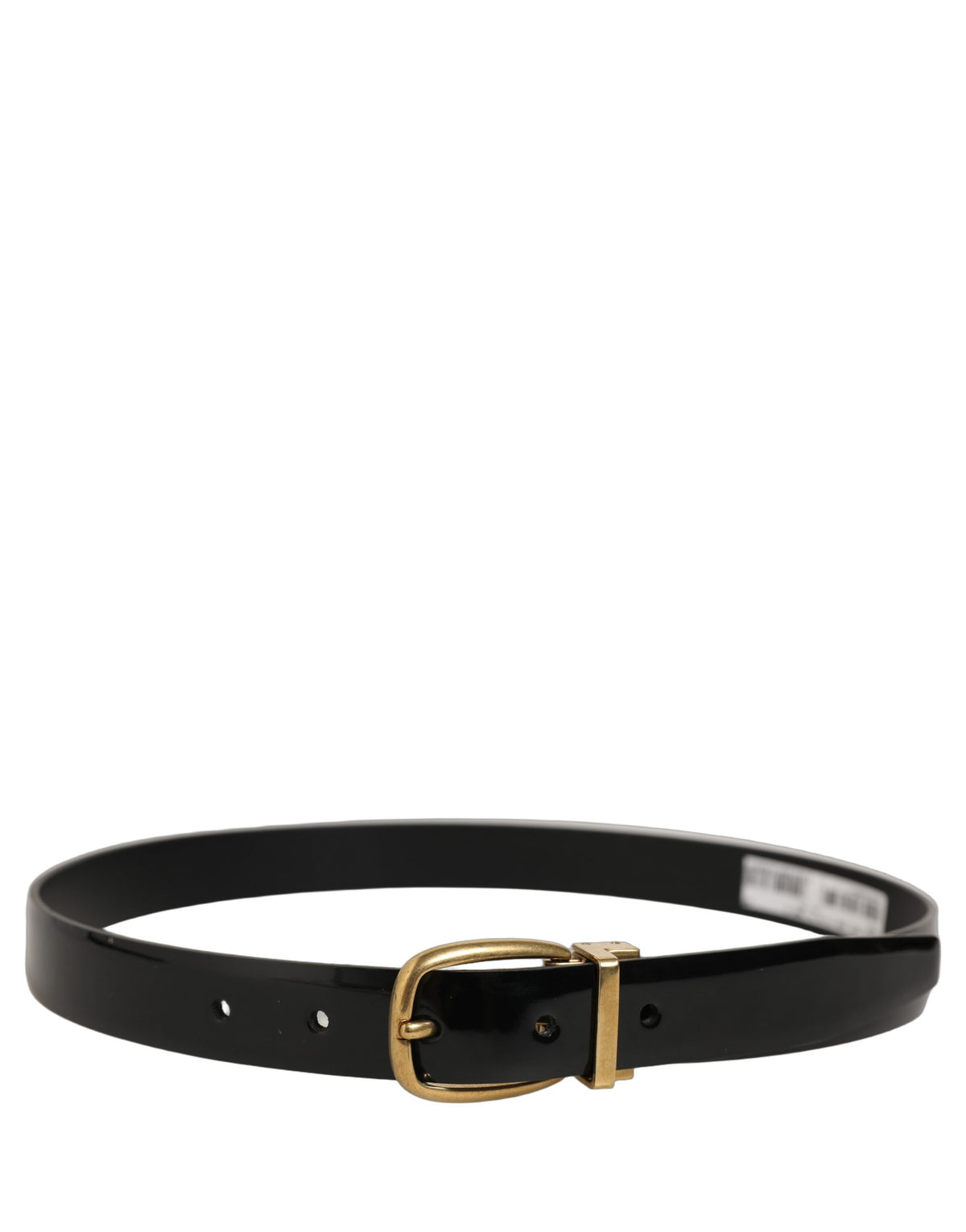 Dolce & Gabbana Black Leather Belt with Gold Tone Buckle