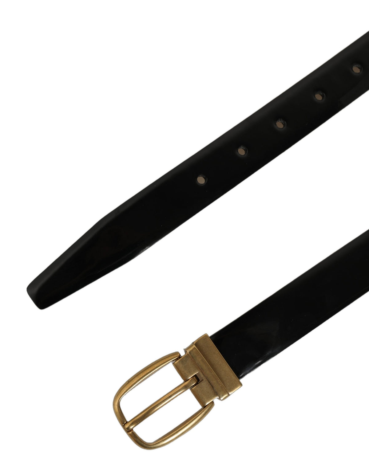 Dolce & Gabbana Black Leather Belt with Gold Tone Buckle