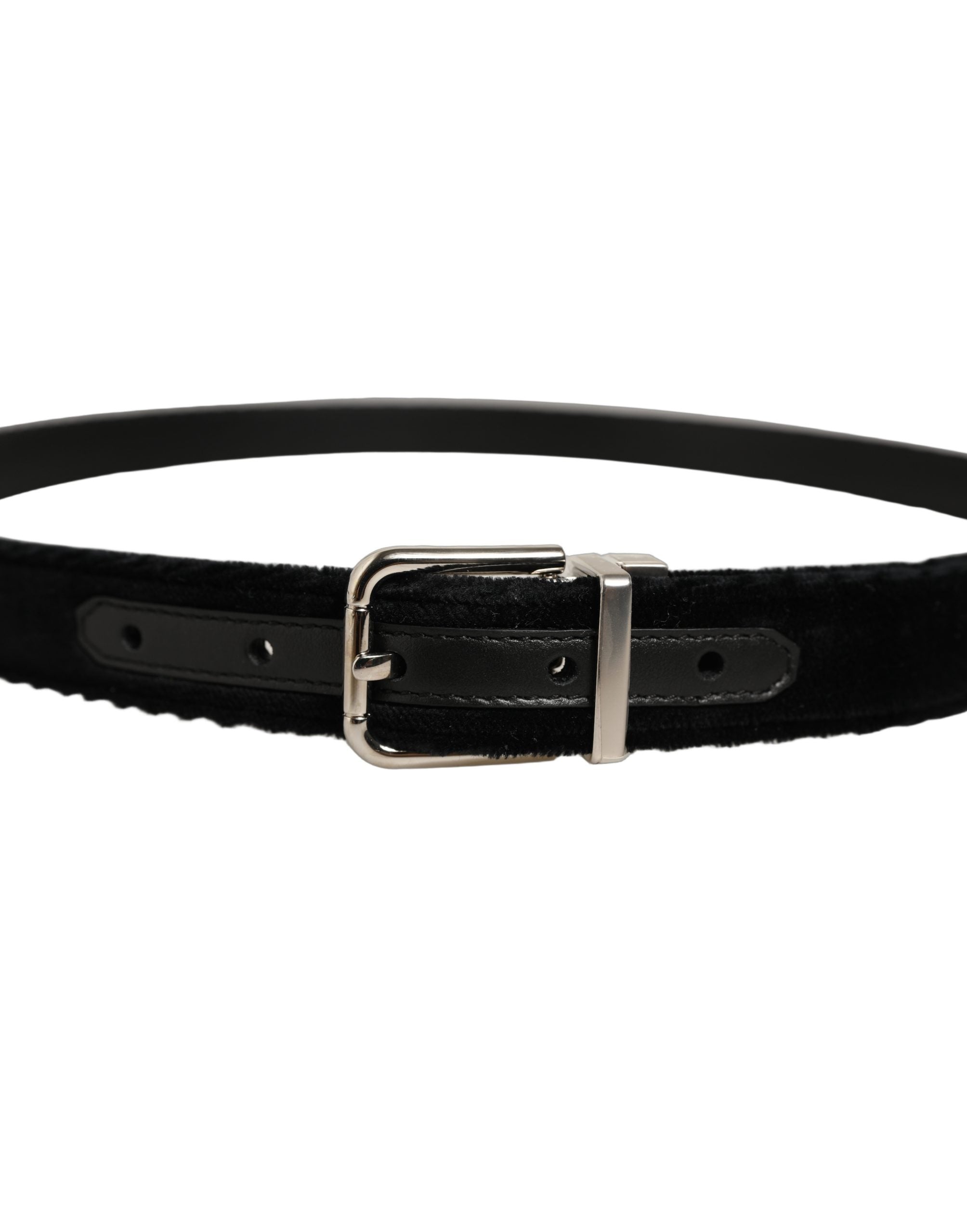 Dolce & Gabbana Black Velvet Buckle Belt - Timeless Luxury Accessory