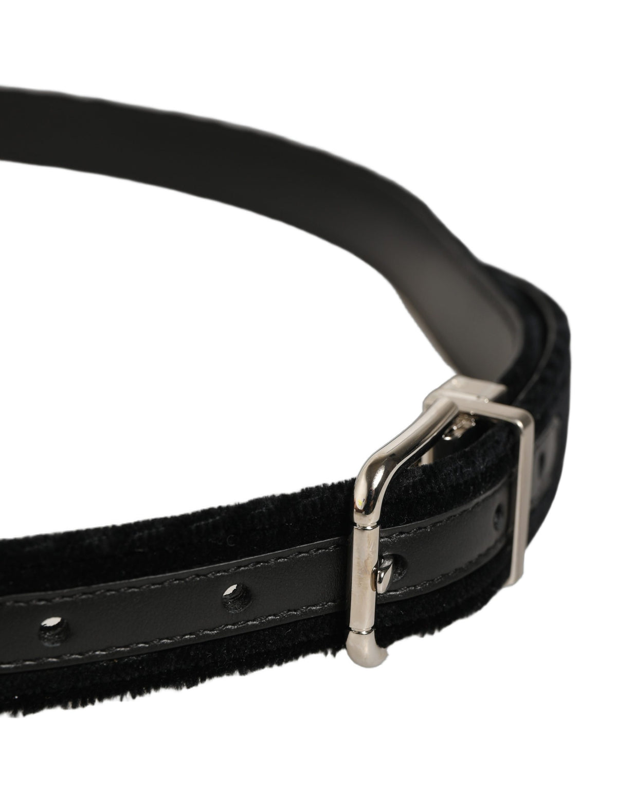 Dolce & Gabbana Black Velvet Belt with Silver Buckle - Luxury Redefined