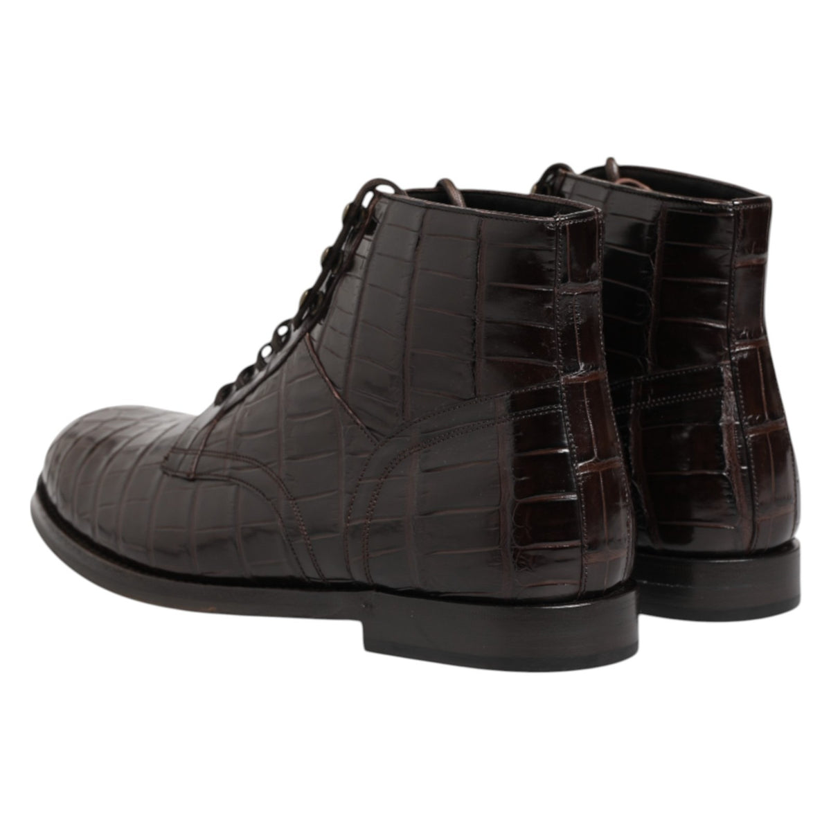 Dolce & Gabbana Dark Brown Crocodile Leather Ankle Boots