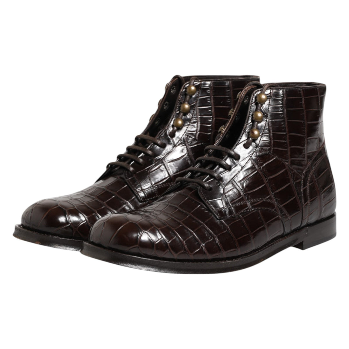 Dolce & Gabbana Dark Brown Crocodile Leather Ankle Boots