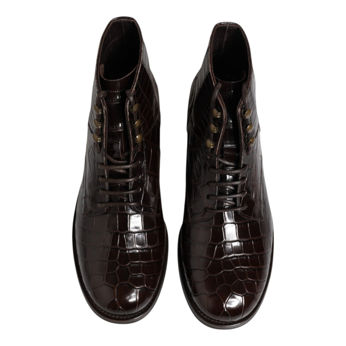 Dolce & Gabbana Dark Brown Crocodile Leather Ankle Boots