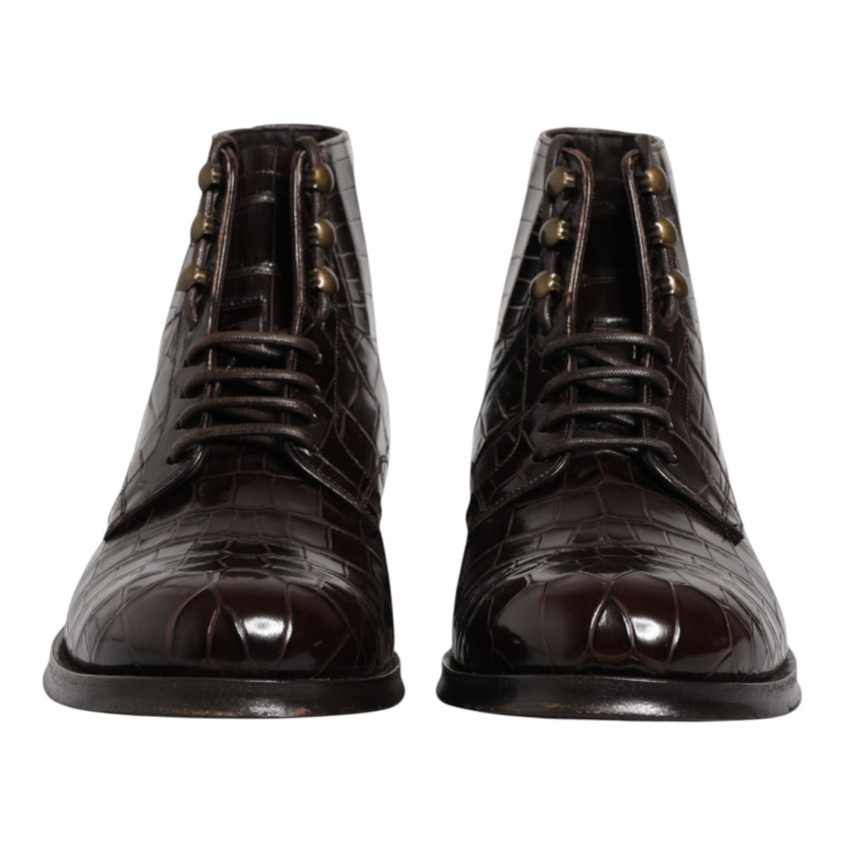 Dolce & Gabbana Dark Brown Crocodile Leather Ankle Boots
