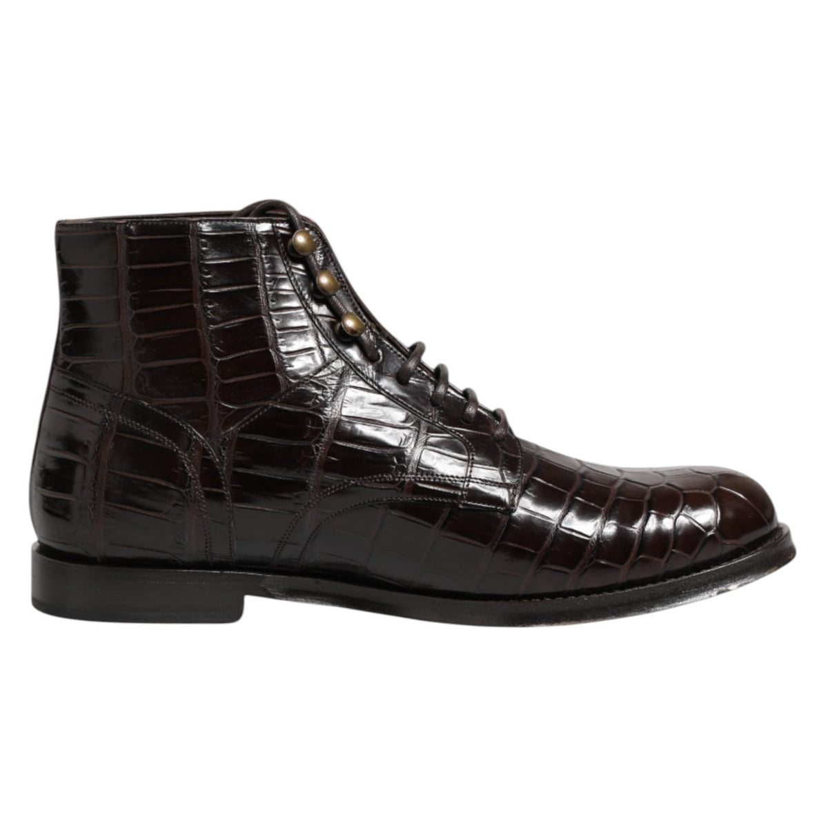 Dolce & Gabbana Dark Brown Crocodile Leather Ankle Boots
