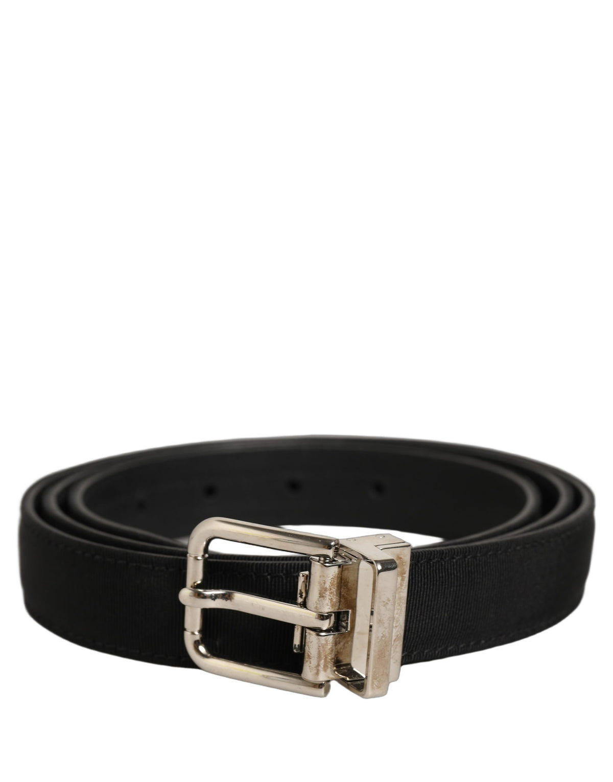 Dolce & Gabbana Black Leather Belt with Silver Buckle - Luxury Essentials