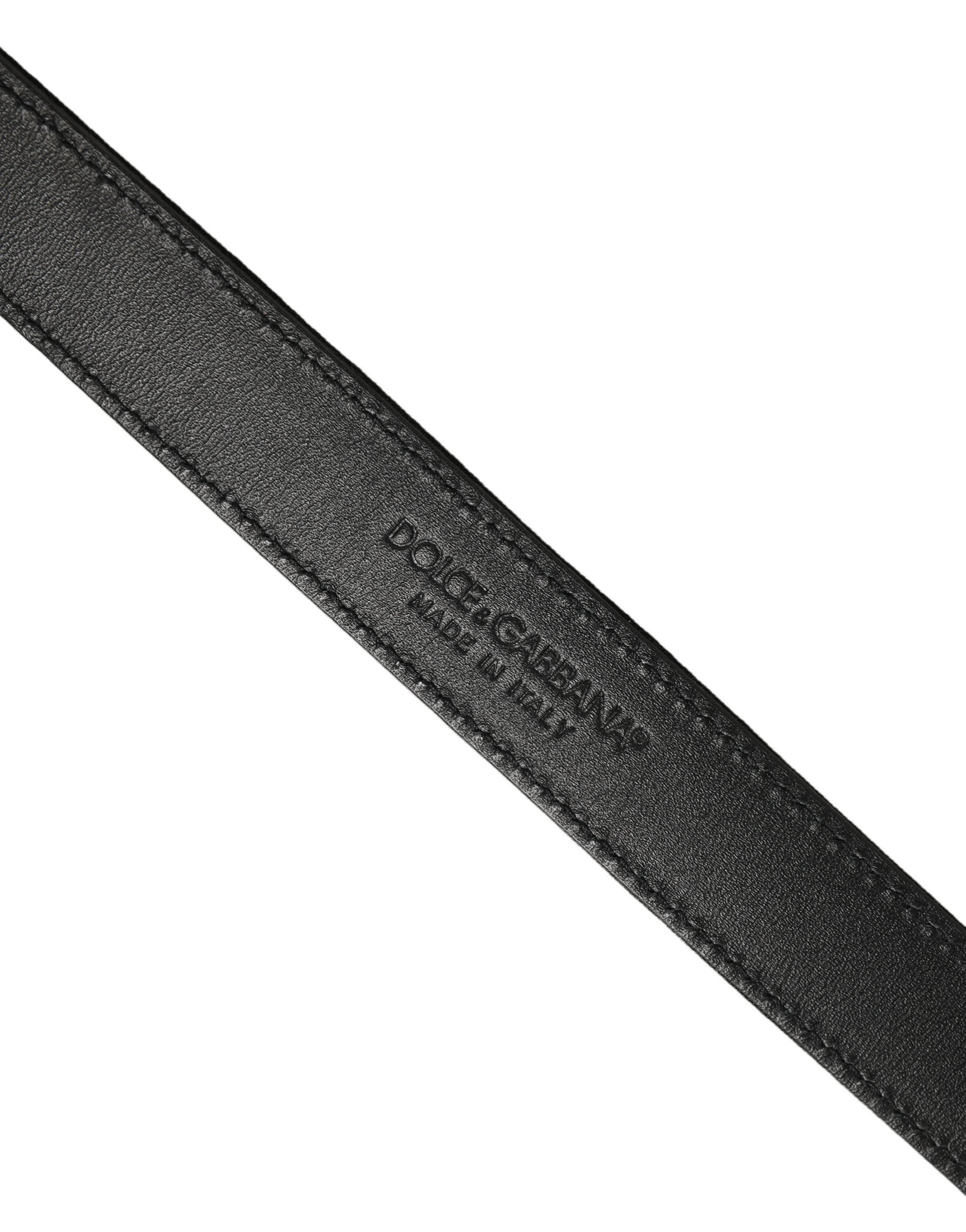 Dolce & Gabbana Black Leather Belt with Silver Buckle - Luxury Elegance