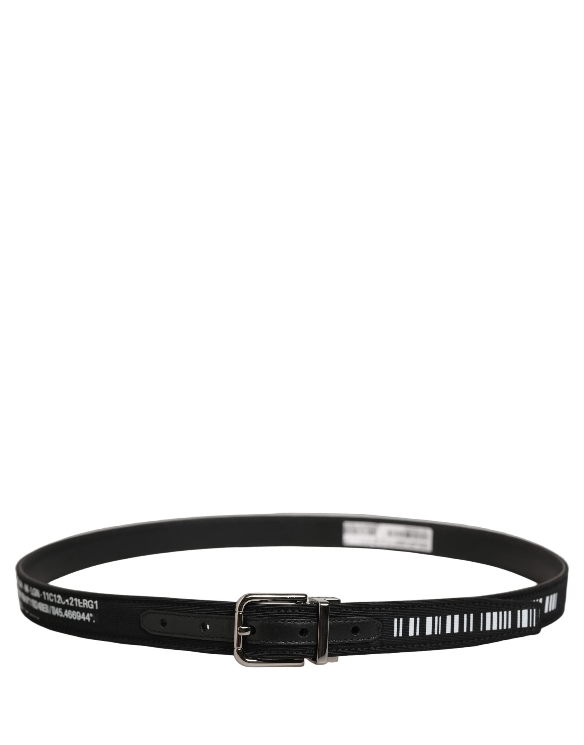Dolce & Gabbana Black Fabric Leather Barcode Belt - Timeless Luxury