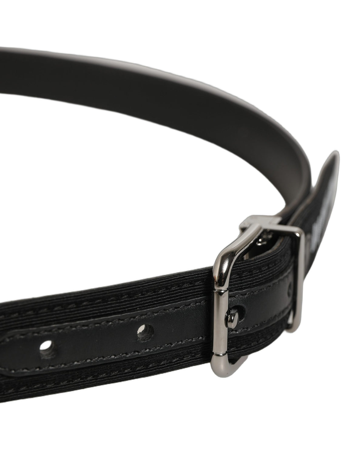 Dolce & Gabbana Black Fabric Leather Barcode Belt - Luxury Accessory