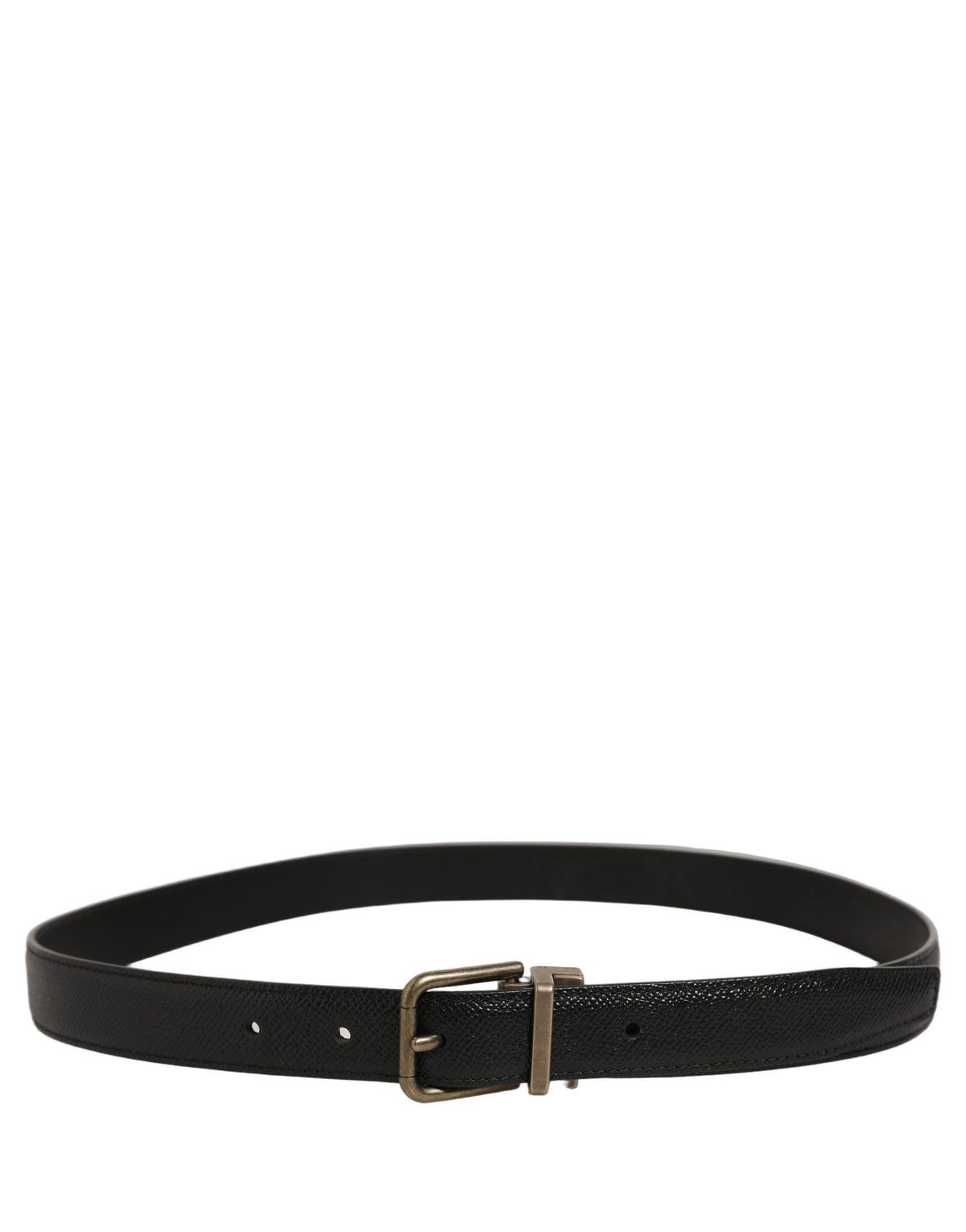 Dolce & Gabbana Black Calf Leather Belt with Gold Buckle