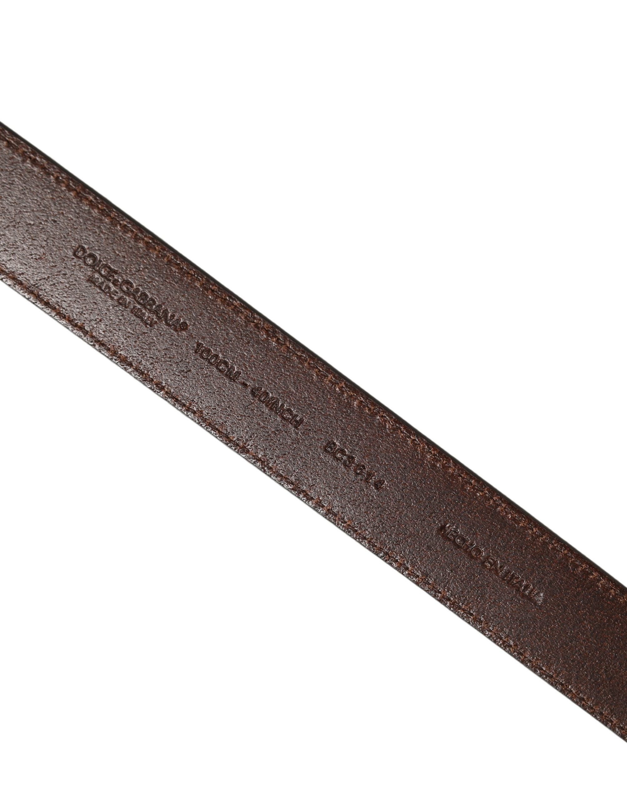 Dolce & Gabbana Brown Leather Belt with Gold Tone Buckle