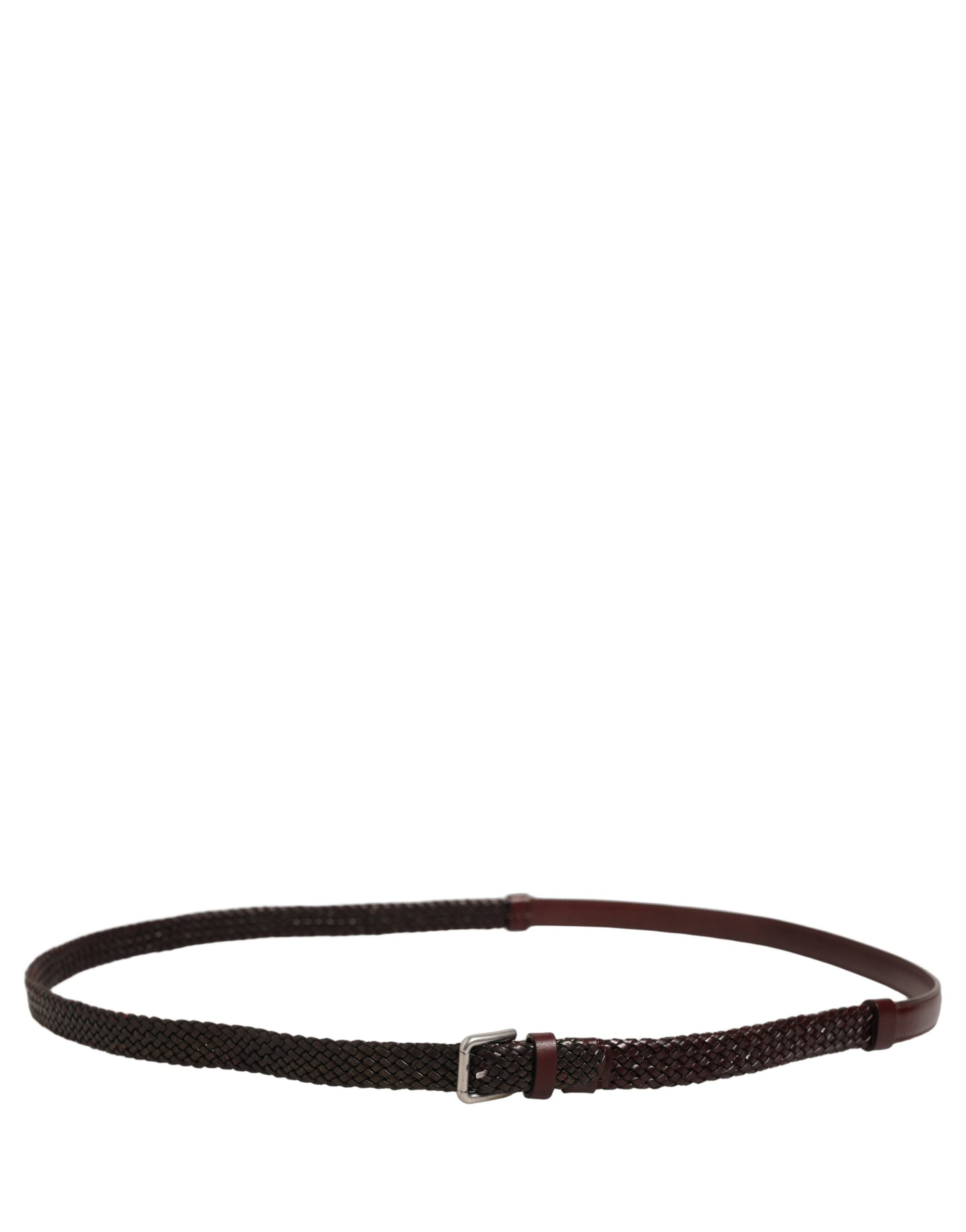 Dolce & Gabbana Dark Brown Woven Leather Belt - Timeless Luxury