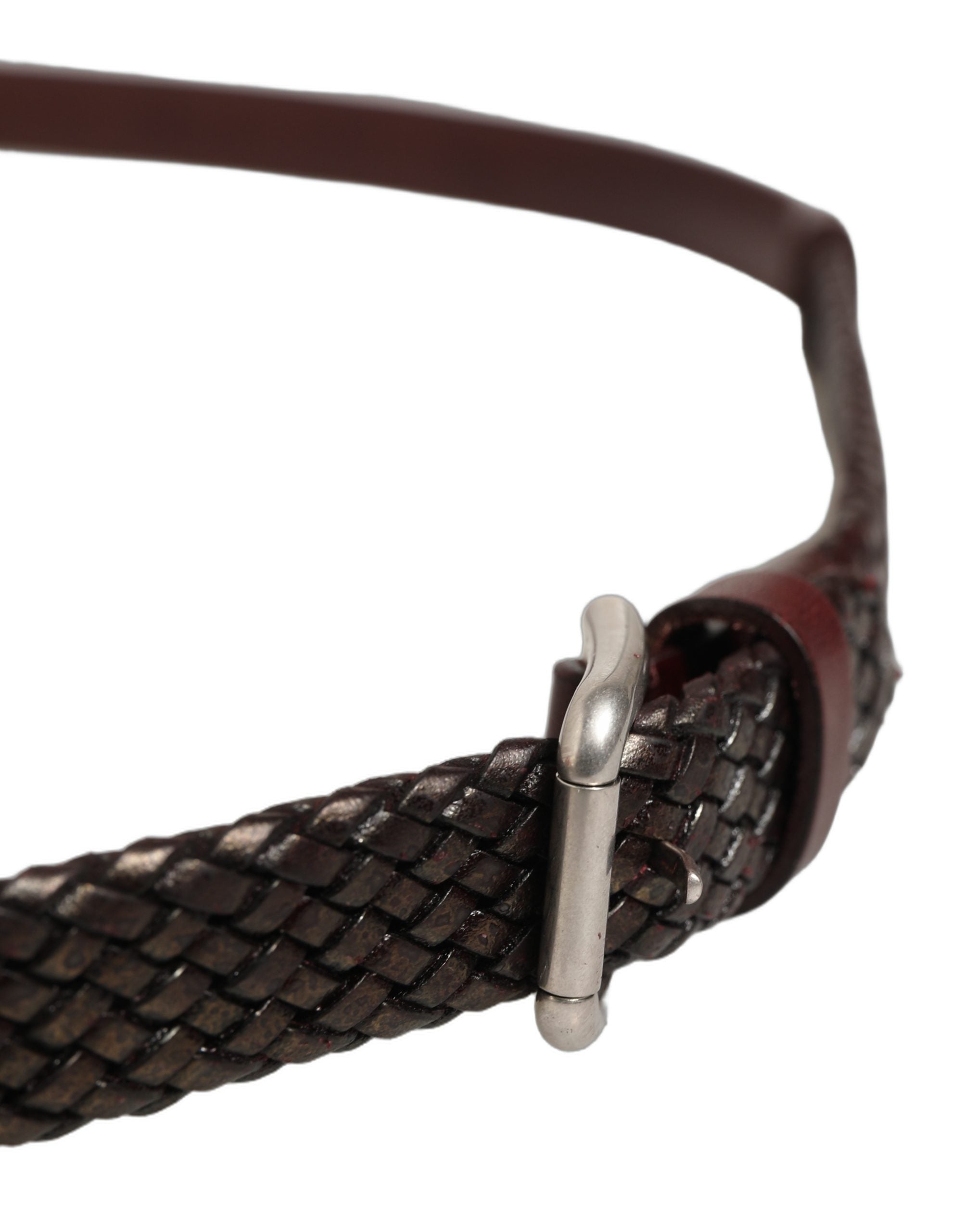 Dolce & Gabbana Dark Brown Woven Leather Belt - Timeless Luxury