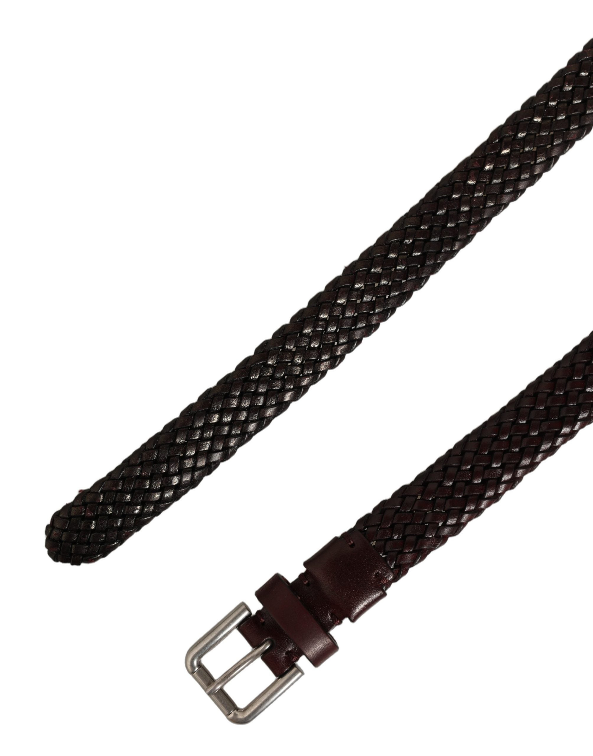 Dolce & Gabbana Dark Brown Woven Leather Belt - Timeless Luxury