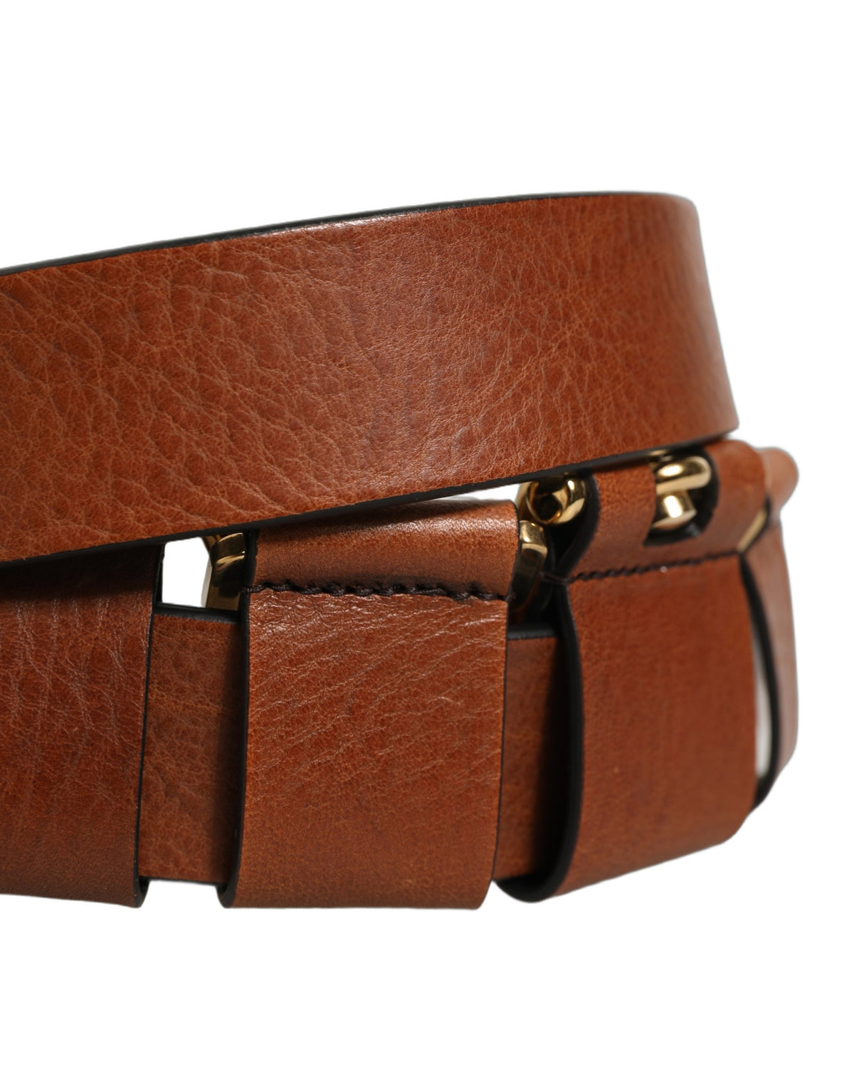 Dolce & Gabbana Brown Leather Gold Buckle Belt - Timeless Luxury