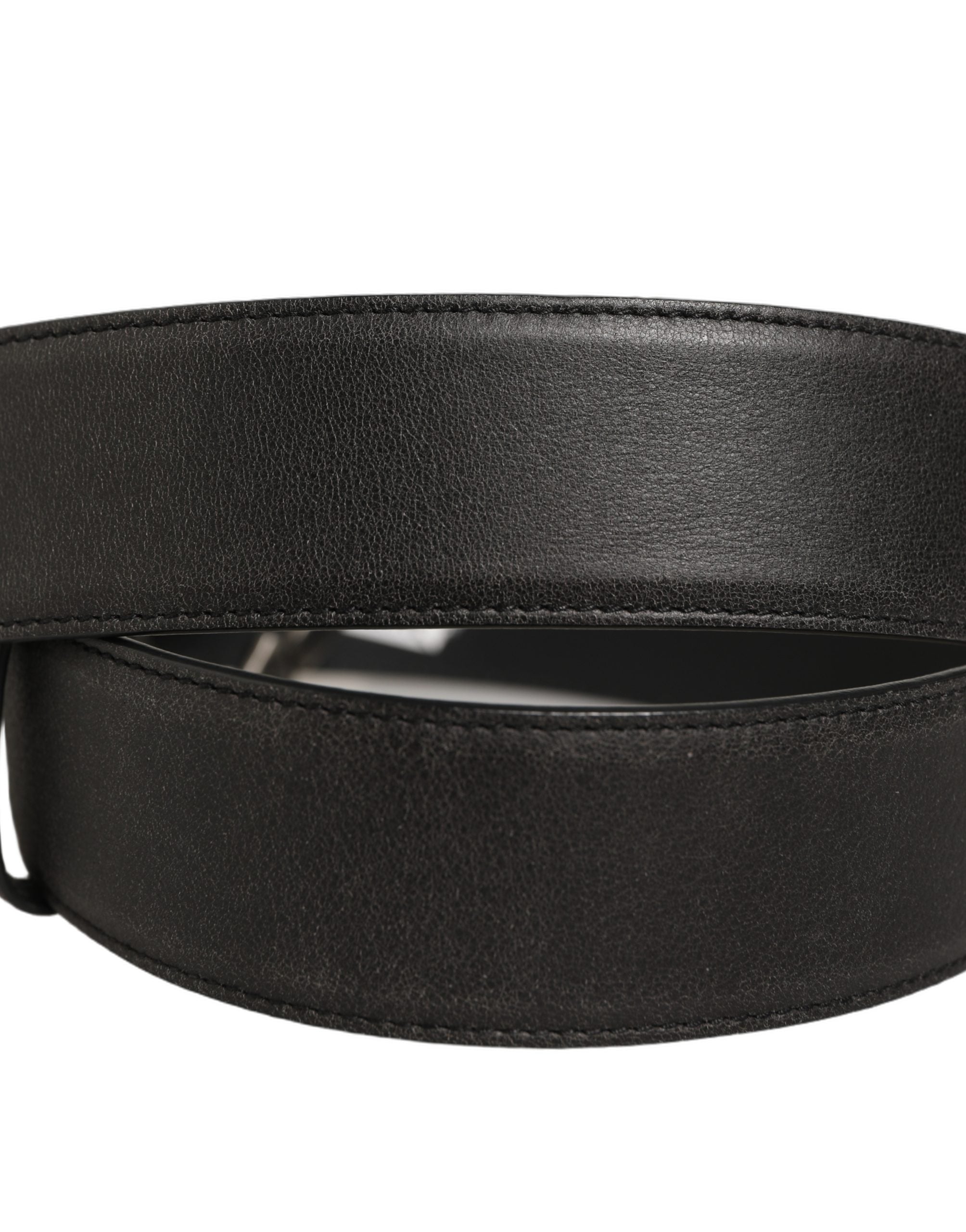 Dolce & Gabbana Black Leather Anchor Logo Belt - Timeless Luxury