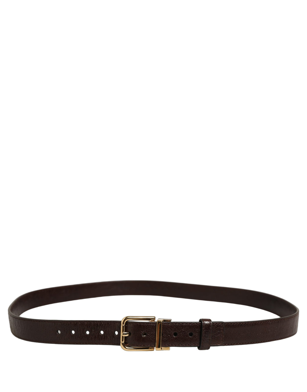 Dolce & Gabbana Brown Leather Belt with Gold Buckle - Luxury Fashion