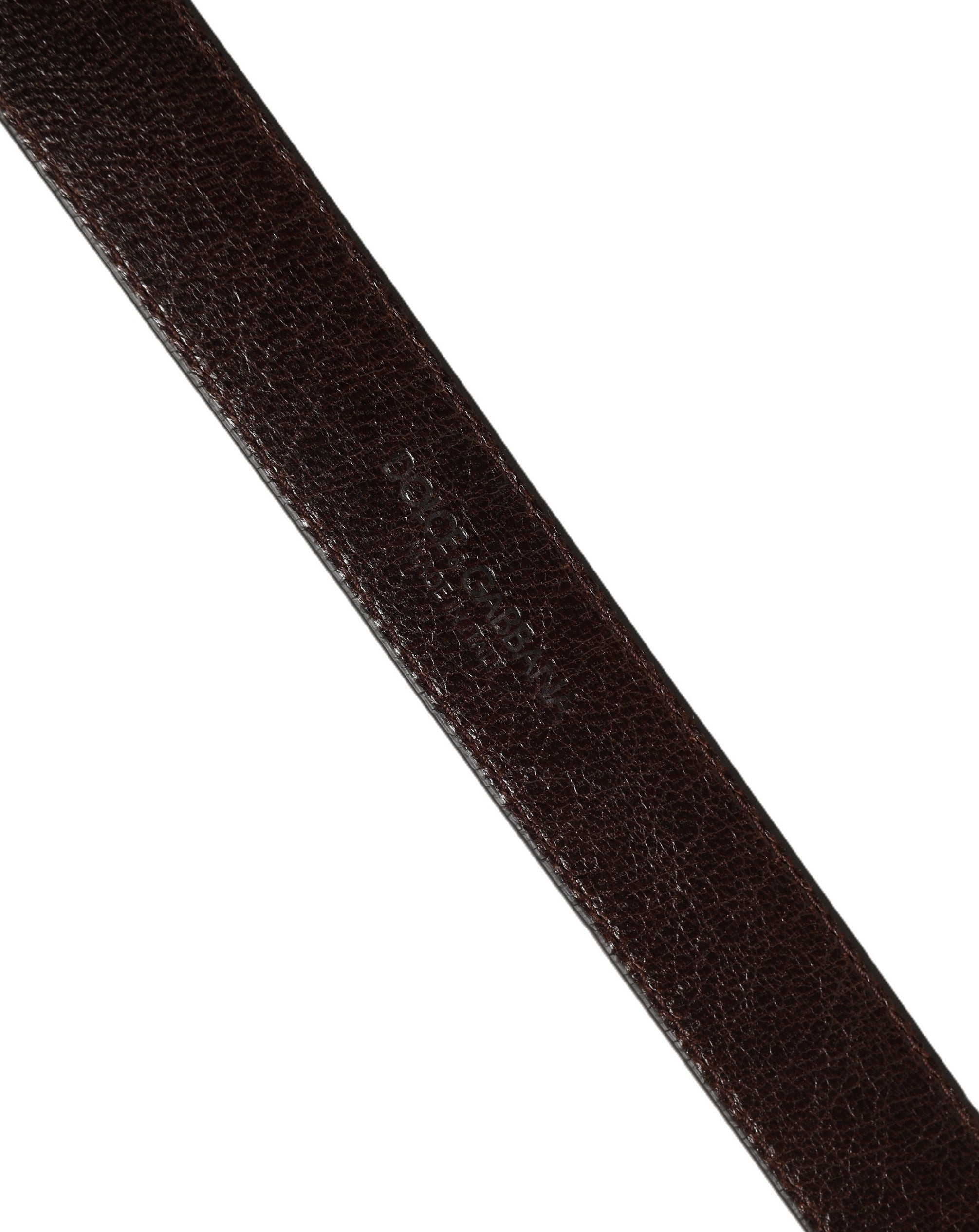 Dolce & Gabbana Brown Leather Belt with Gold Tone Buckle