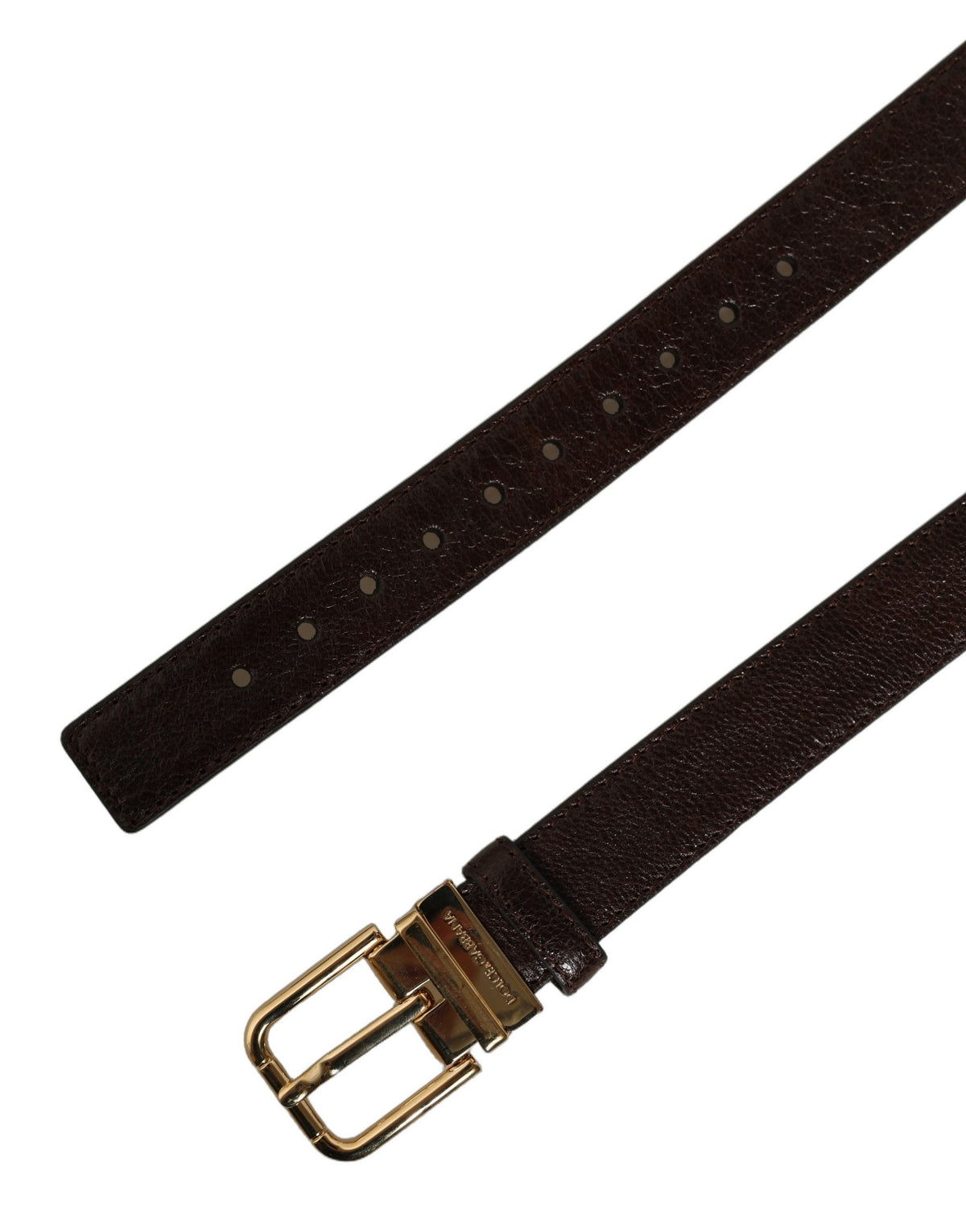 Dolce & Gabbana Brown Leather Gold Tone Buckle Belt - Luxury Accessory