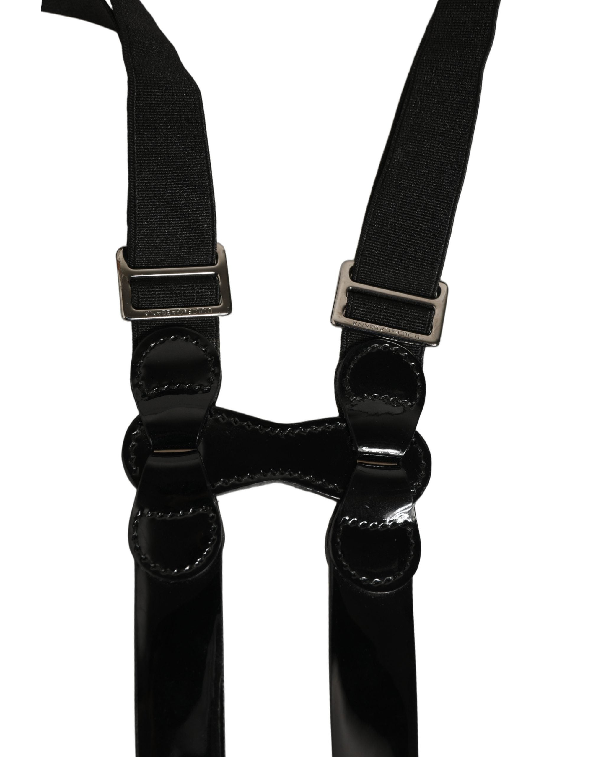 Dolce & Gabbana Black Adjustable Leather Suspenders - Luxury Fashion