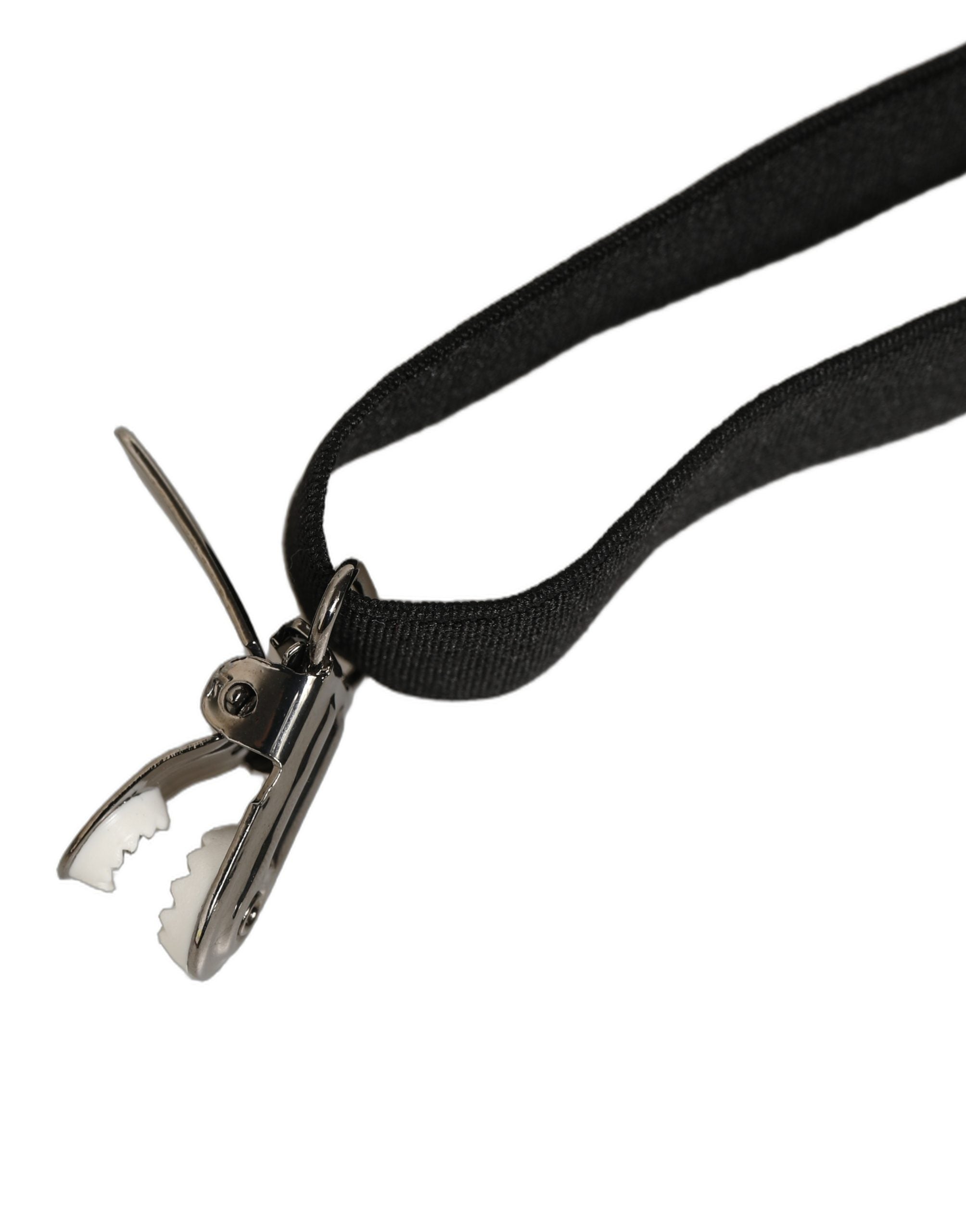 Dolce & Gabbana Black Adjustable Leather Suspenders for Timeless Elegance