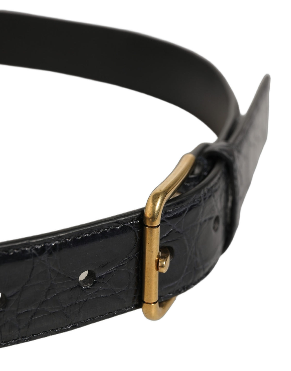 Dolce & Gabbana Woven Leather Belt with Gold Buckle - Luxury