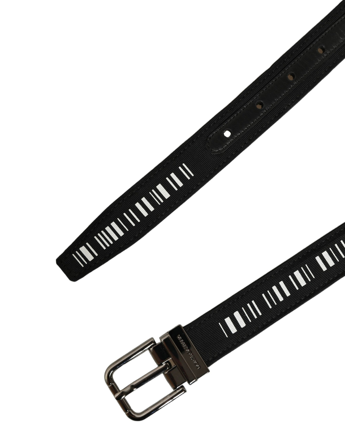 Dolce & Gabbana Black Fabric Leather Barcode Belt - Luxury Elegance