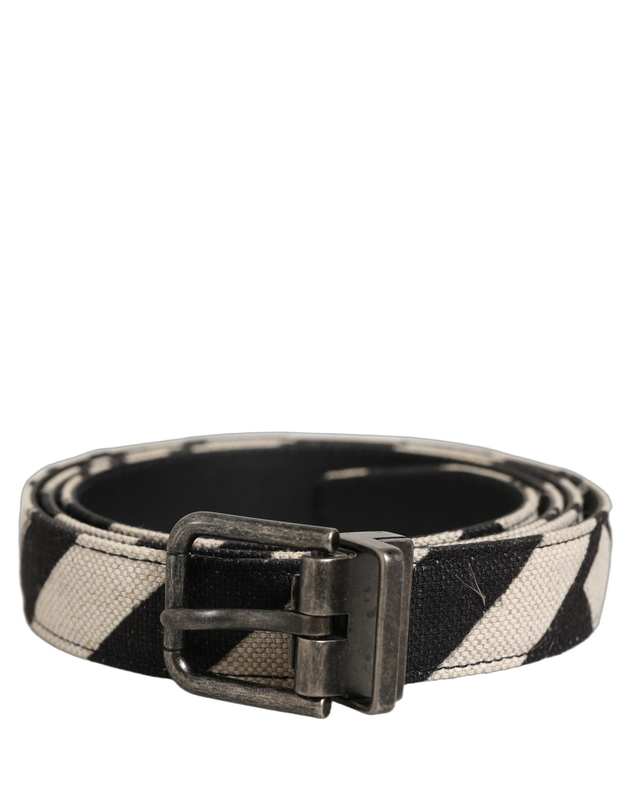 Dolce & Gabbana Black Ivory Canvas Belt - Timeless Luxury Accessory
