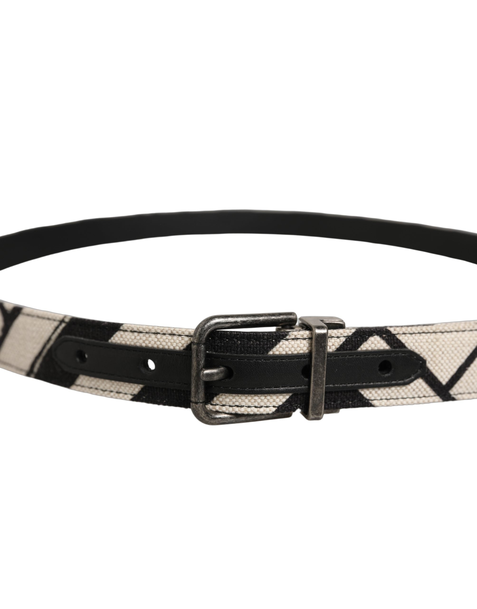 Dolce & Gabbana Black Ivory Canvas Belt - Timeless Luxury Accessory