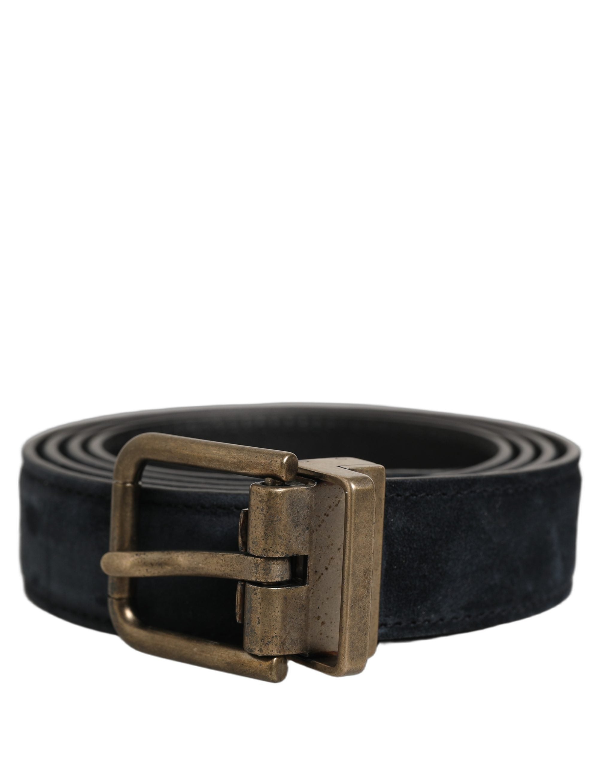 Dolce & Gabbana Black Leather Belt with Gold Tone Buckle