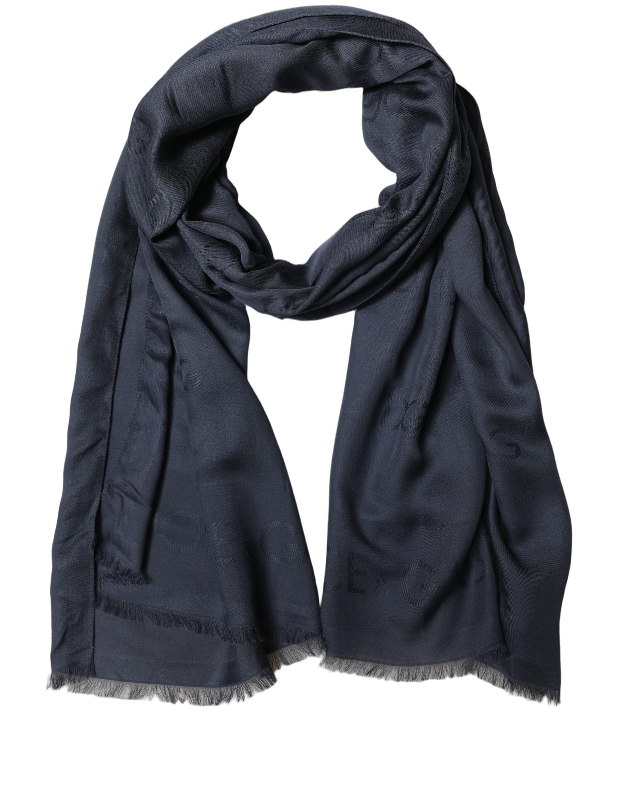 Dolce & Gabbana Dark Blue Modal Lace Stole Scarf - Luxury Elegance