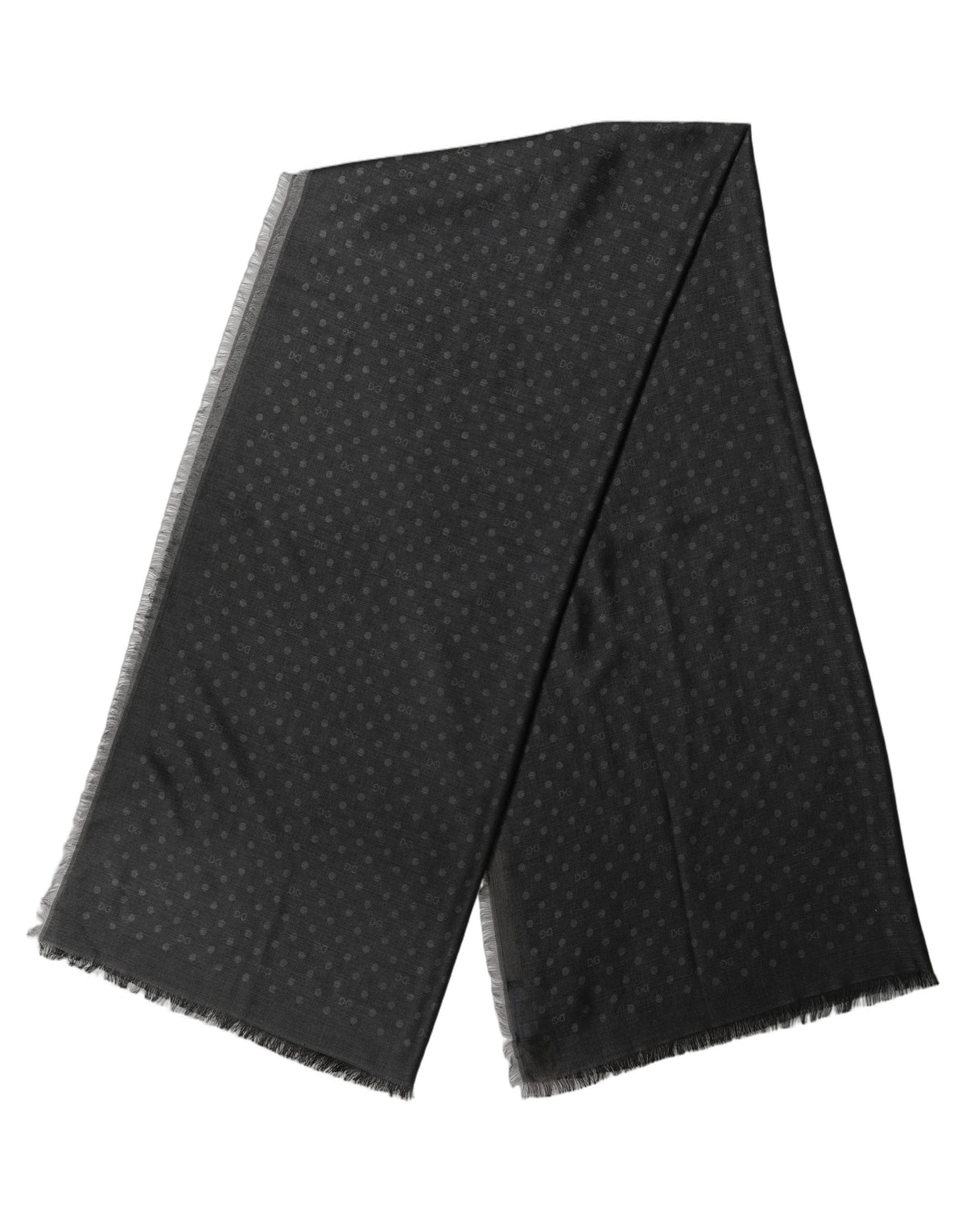 Dolce & Gabbana Black Polka Dot Fringe Shawl Lace Stole